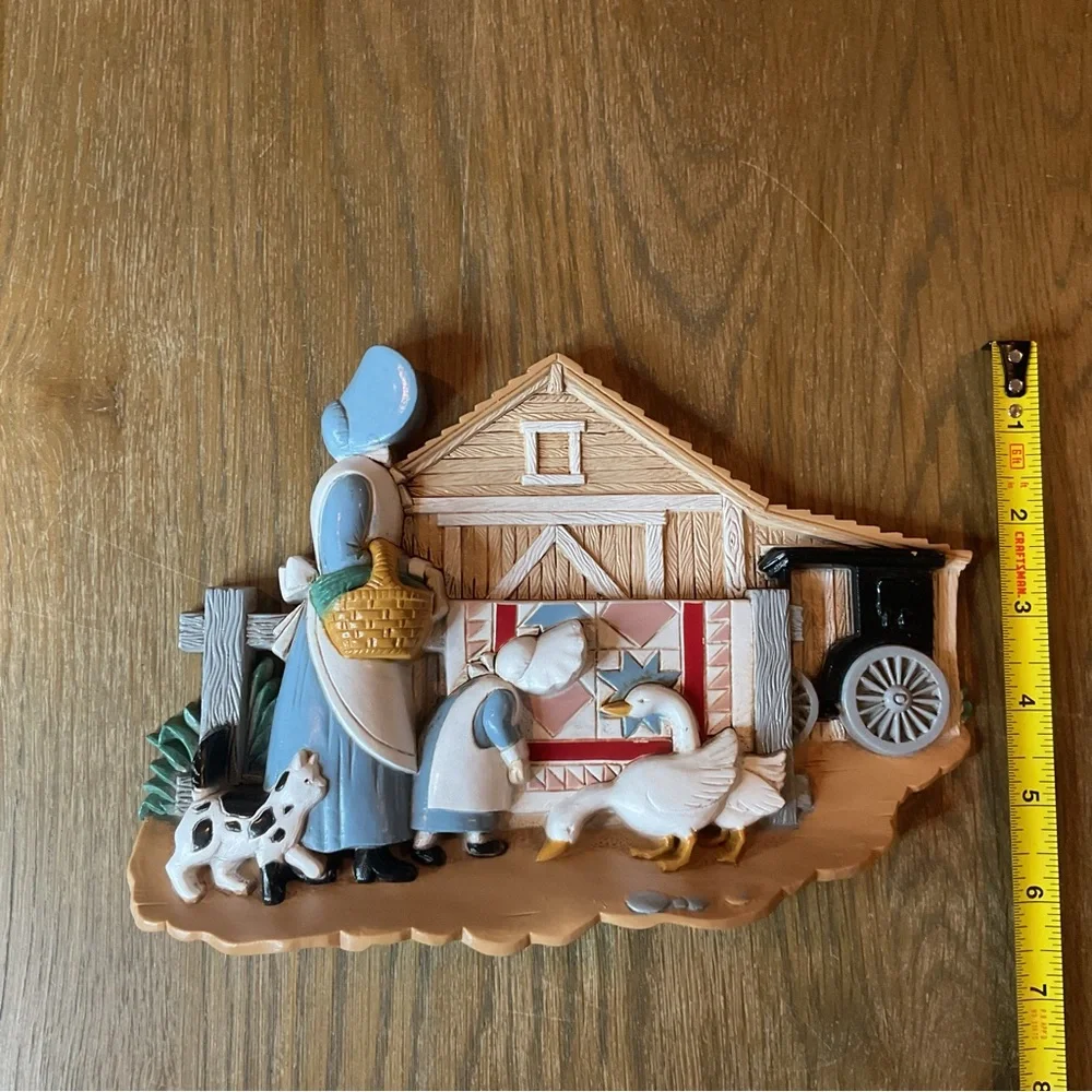 Vintage Burwood Products Wall Hanging Plaques Decor Amish Set Of 2